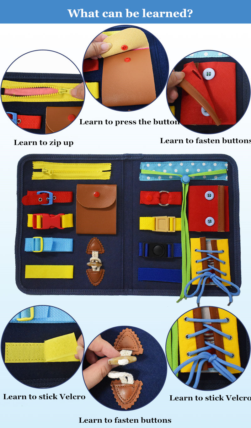 Montessori Busy Board is Perfect for Trips and Teaching General Motor Skills and Basic Problem Solving