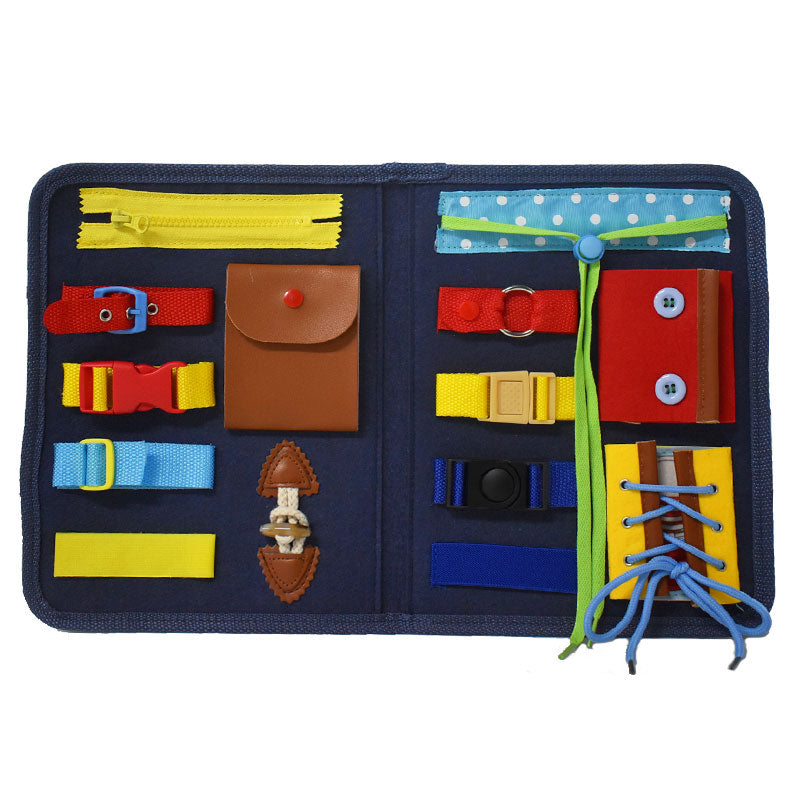 Montessori Busy Board is Perfect for Trips and Teaching General Motor Skills and Basic Problem Solving