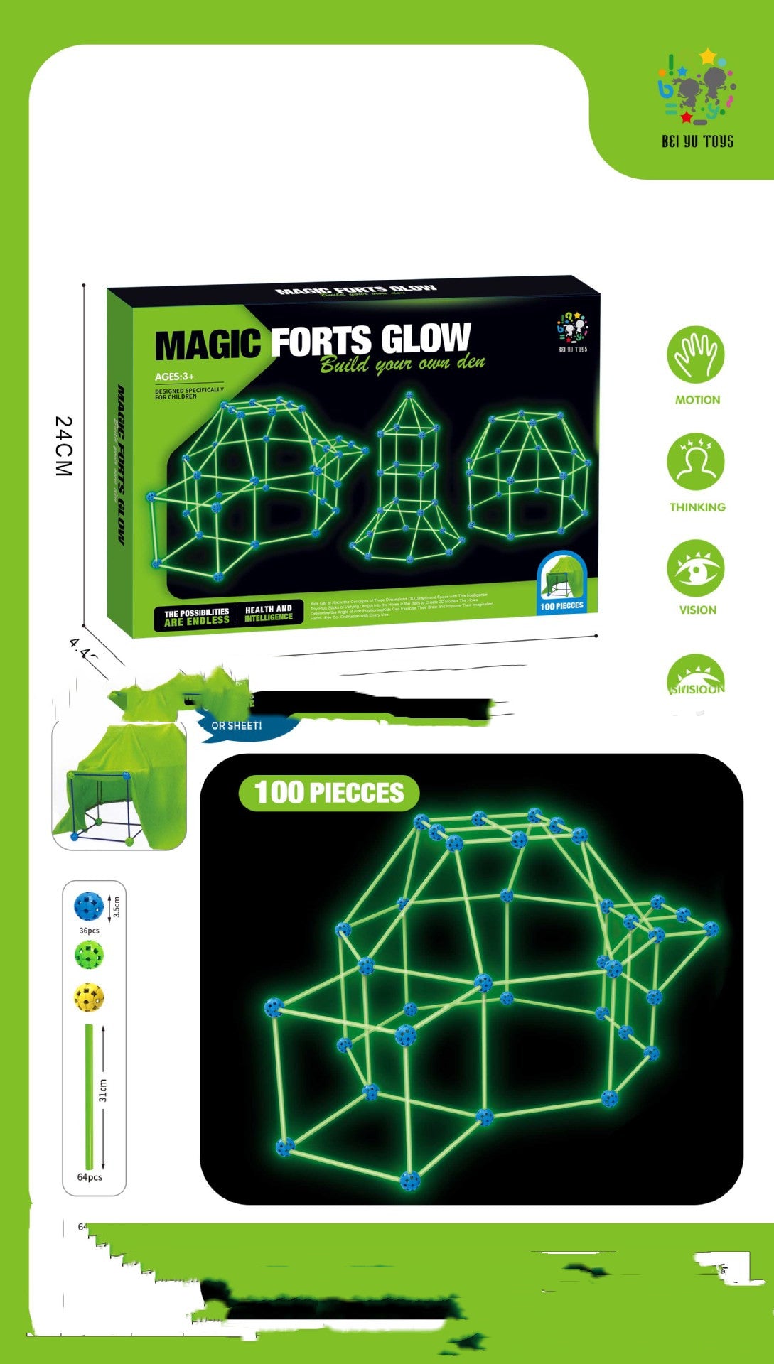 Make Sleep Overs Awesome! Fort Building Kit Construction Blocks Set Kids Toy Tents Fortress Builder Castles Tunnels Diy 3d Play House For Children Gift