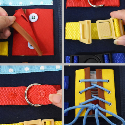 Montessori Busy Board is Perfect for Trips and Teaching General Motor Skills and Basic Problem Solving