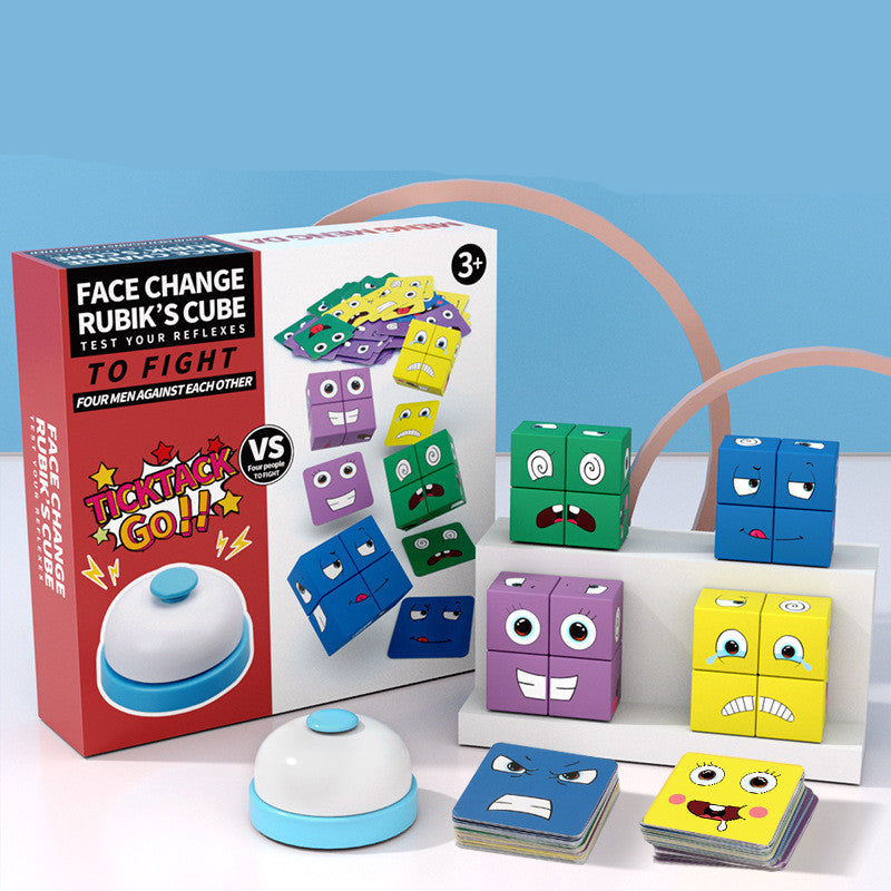 Wooden Magic Cube Building Blocks To Make Tons of Crazy Face Combinations!