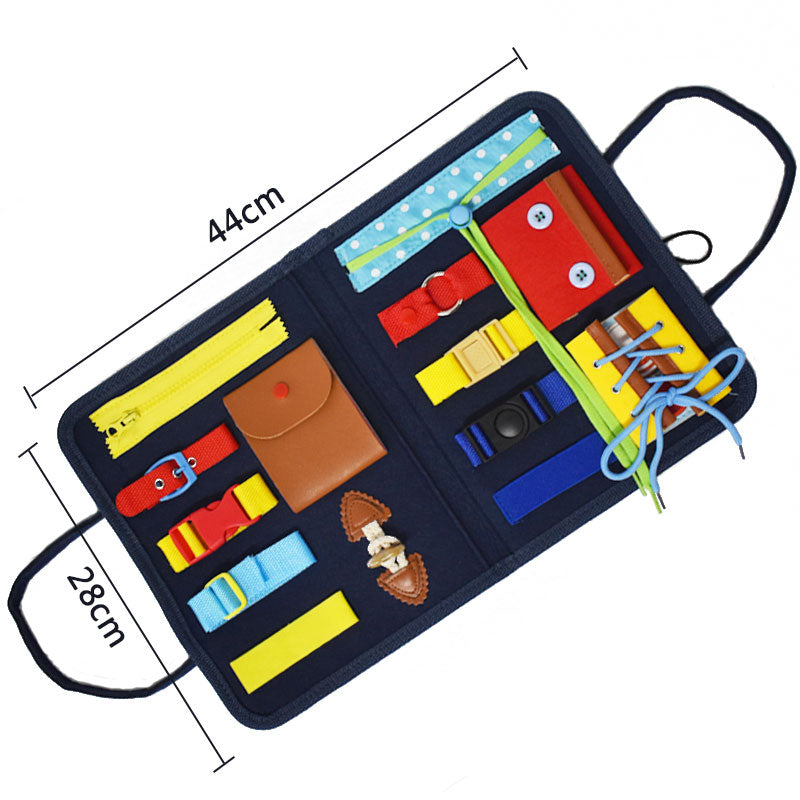 Montessori Busy Board is Perfect for Trips and Teaching General Motor Skills and Basic Problem Solving