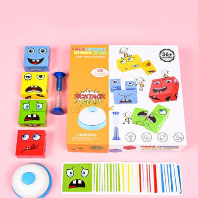 Wooden Magic Cube Building Blocks To Make Tons of Crazy Face Combinations!